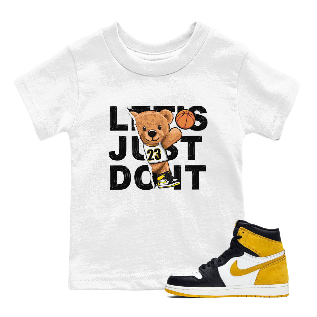Rip Out Bear snkmatch Tees Kids - Air Jordan 1 Yellow Ochre