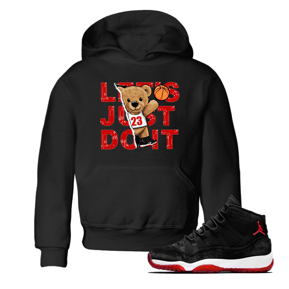 Rip Out Bear snkmatch Tees Kids - Air Jordan 11 Bred Velvet