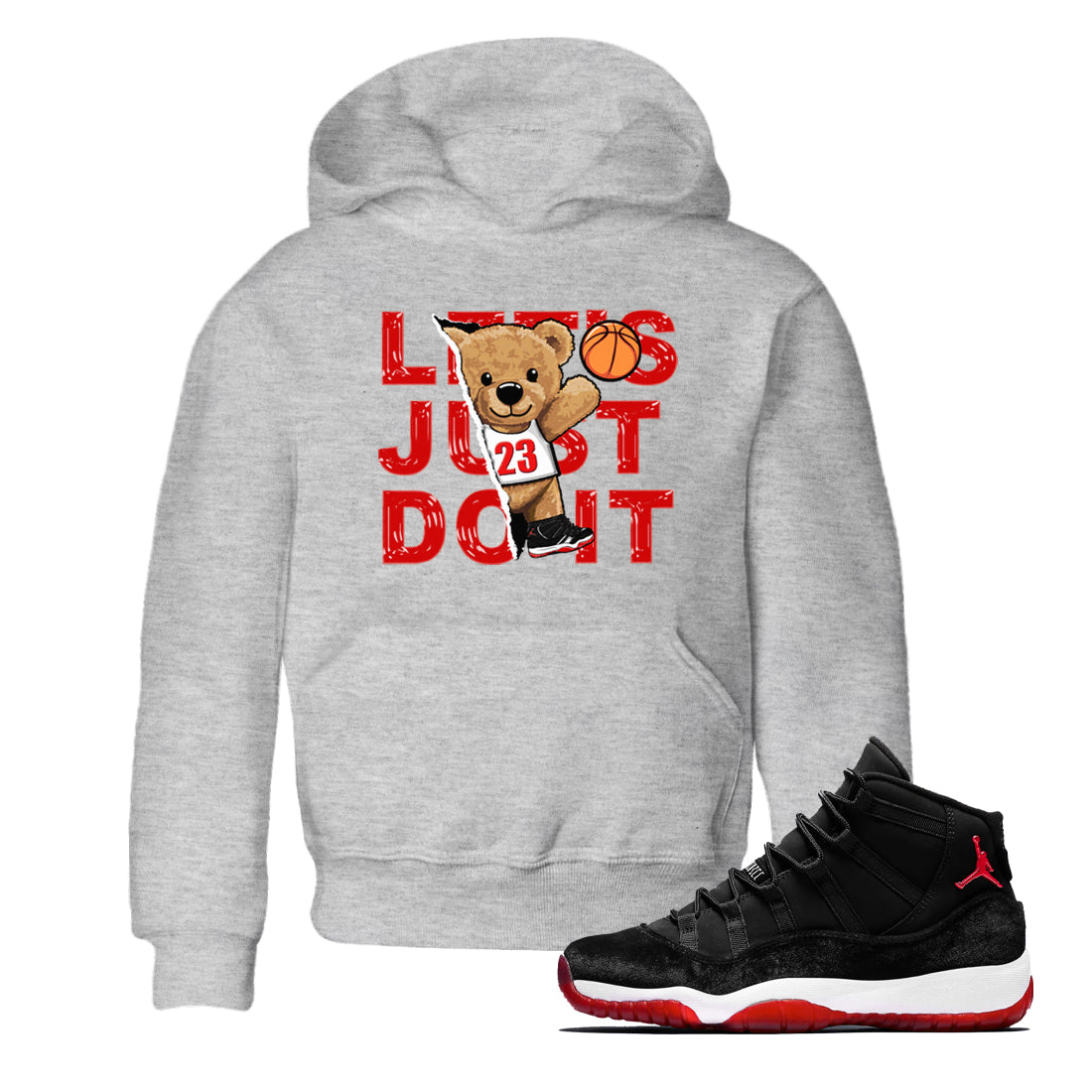 Rip Out Bear snkmatch Tees Kids - Air Jordan 11 Bred Velvet