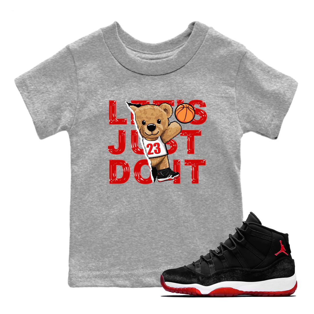 Rip Out Bear snkmatch Tees Kids - Air Jordan 11 Bred Velvet
