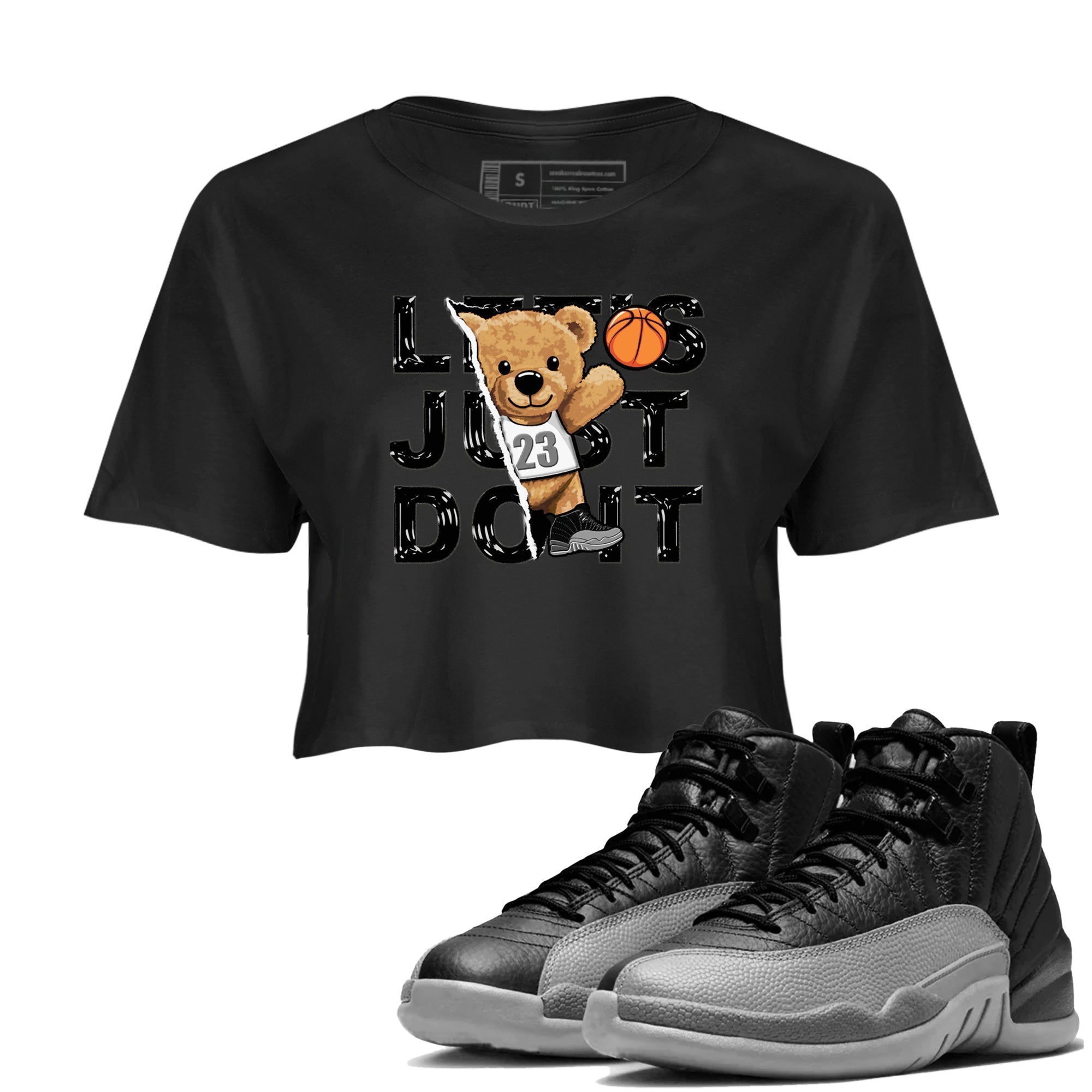 Rip Out Bear snkmatch Women's Top - Air Jordan 12 Black Wolf Grey