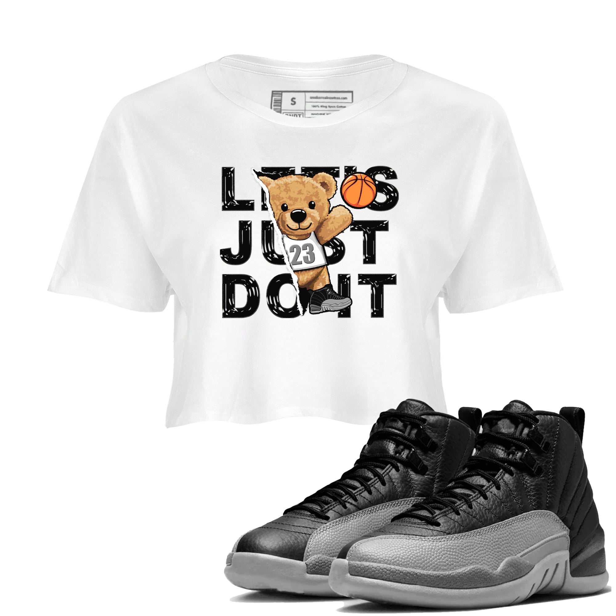 Rip Out Bear snkmatch Women's Top - Air Jordan 12 Black Wolf Grey