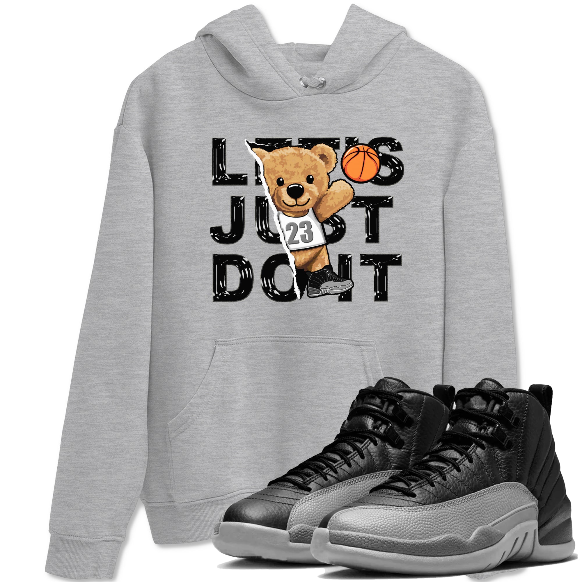 Rip Out Bear snkmatch Tees - Air Jordan 12 Black Wolf Grey