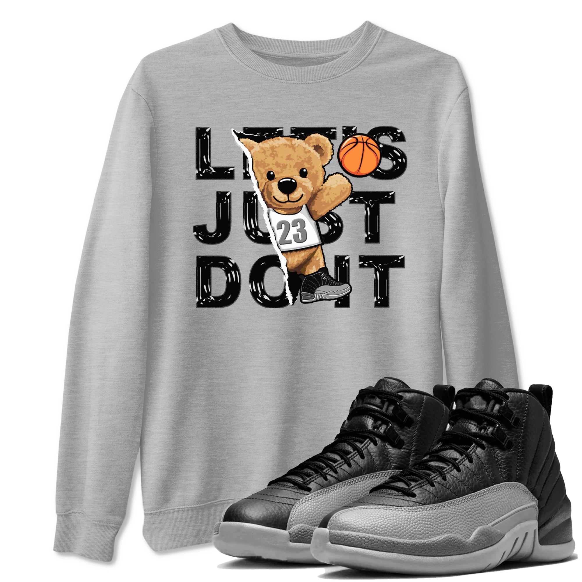 Rip Out Bear snkmatch Tees - Air Jordan 12 Black Wolf Grey