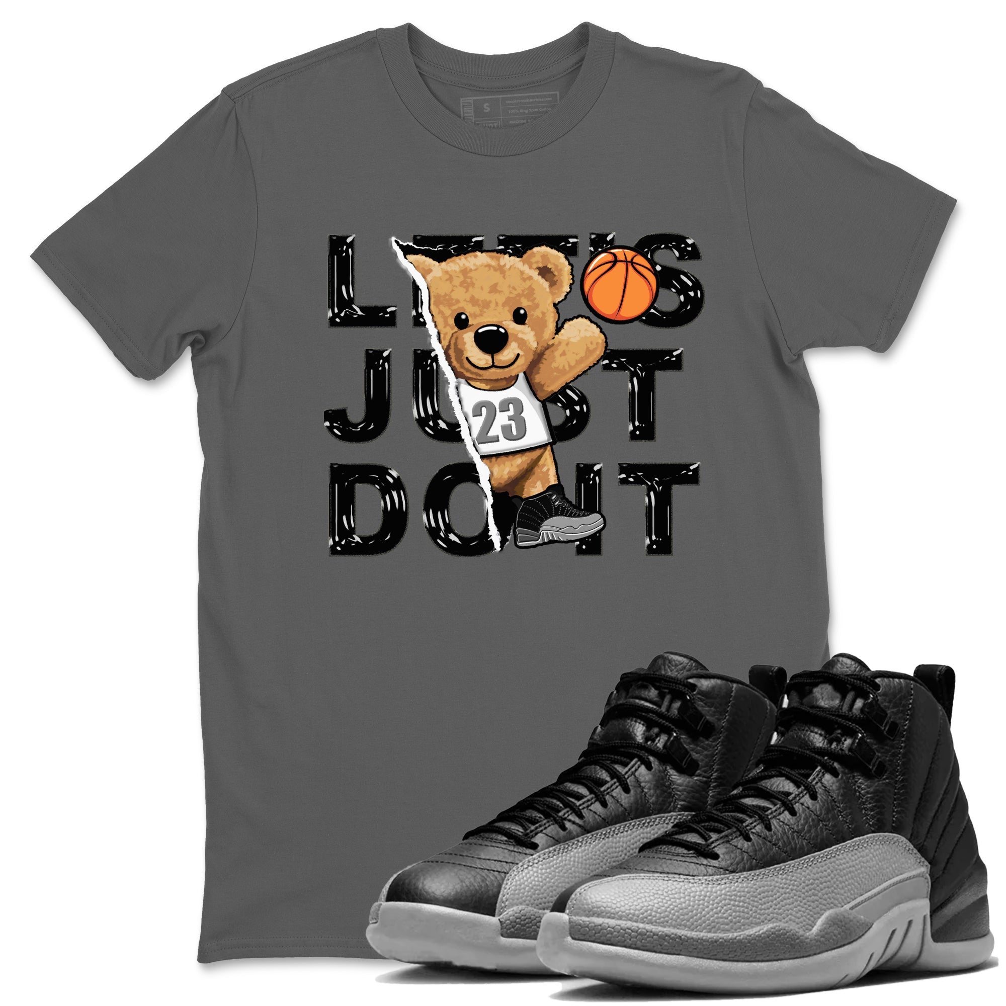 Rip Out Bear snkmatch Tees - Air Jordan 12 Black Wolf Grey