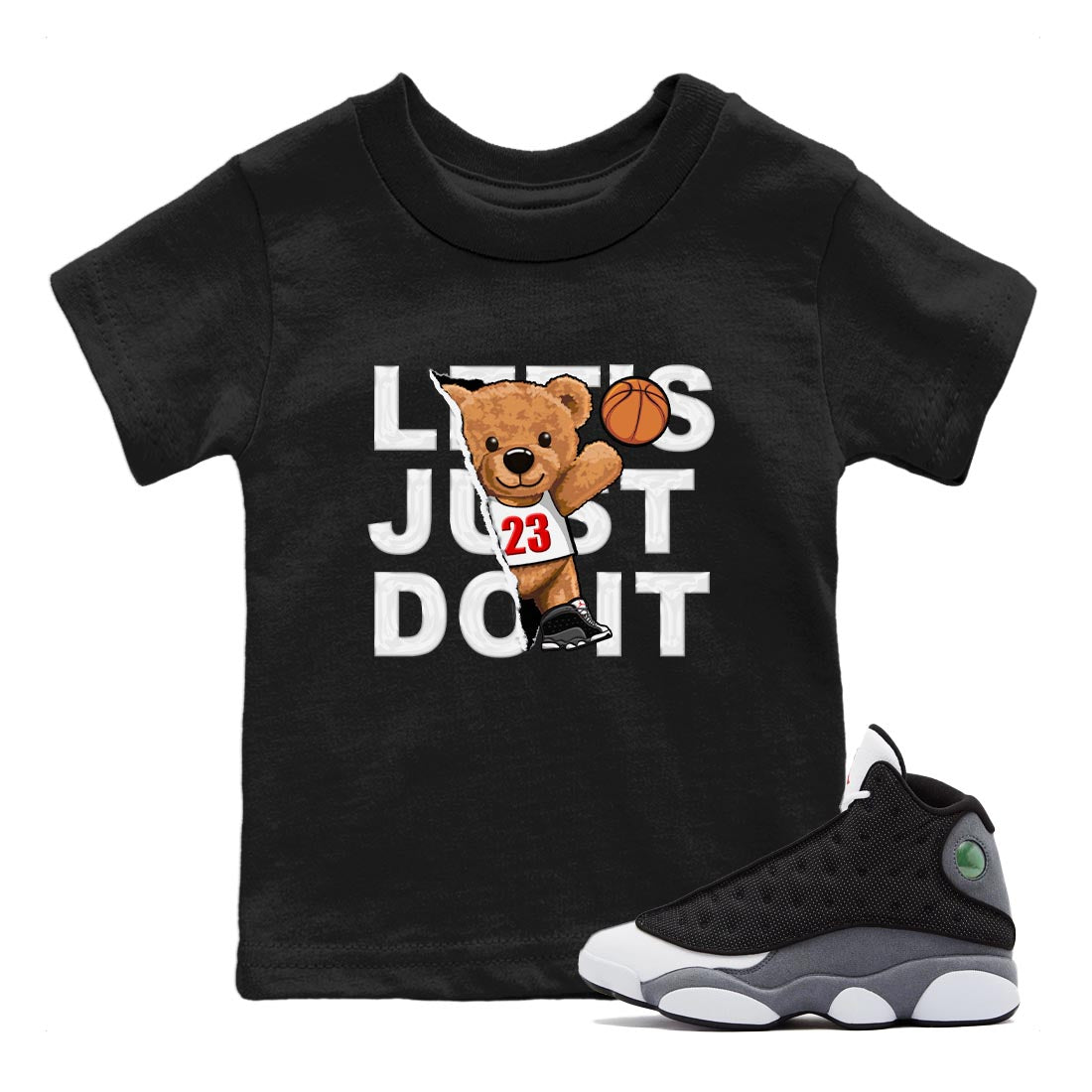 Rip Out Bear Kids Tops - Air Jordan 13 Black Flint