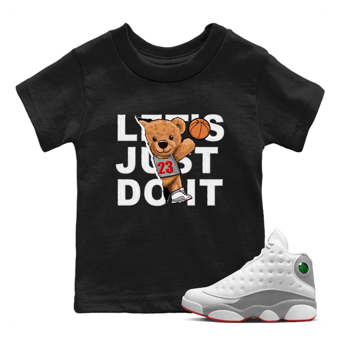 Rip Out Bear Kids Tops - Air Jordan 13 Wolf Grey