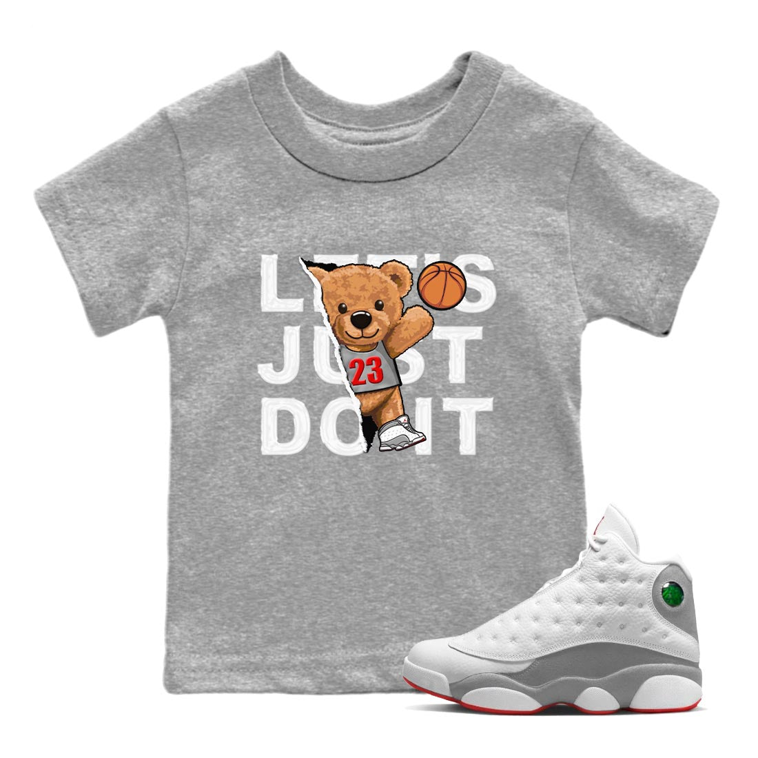 Rip Out Bear Kids Tops - Air Jordan 13 Wolf Grey