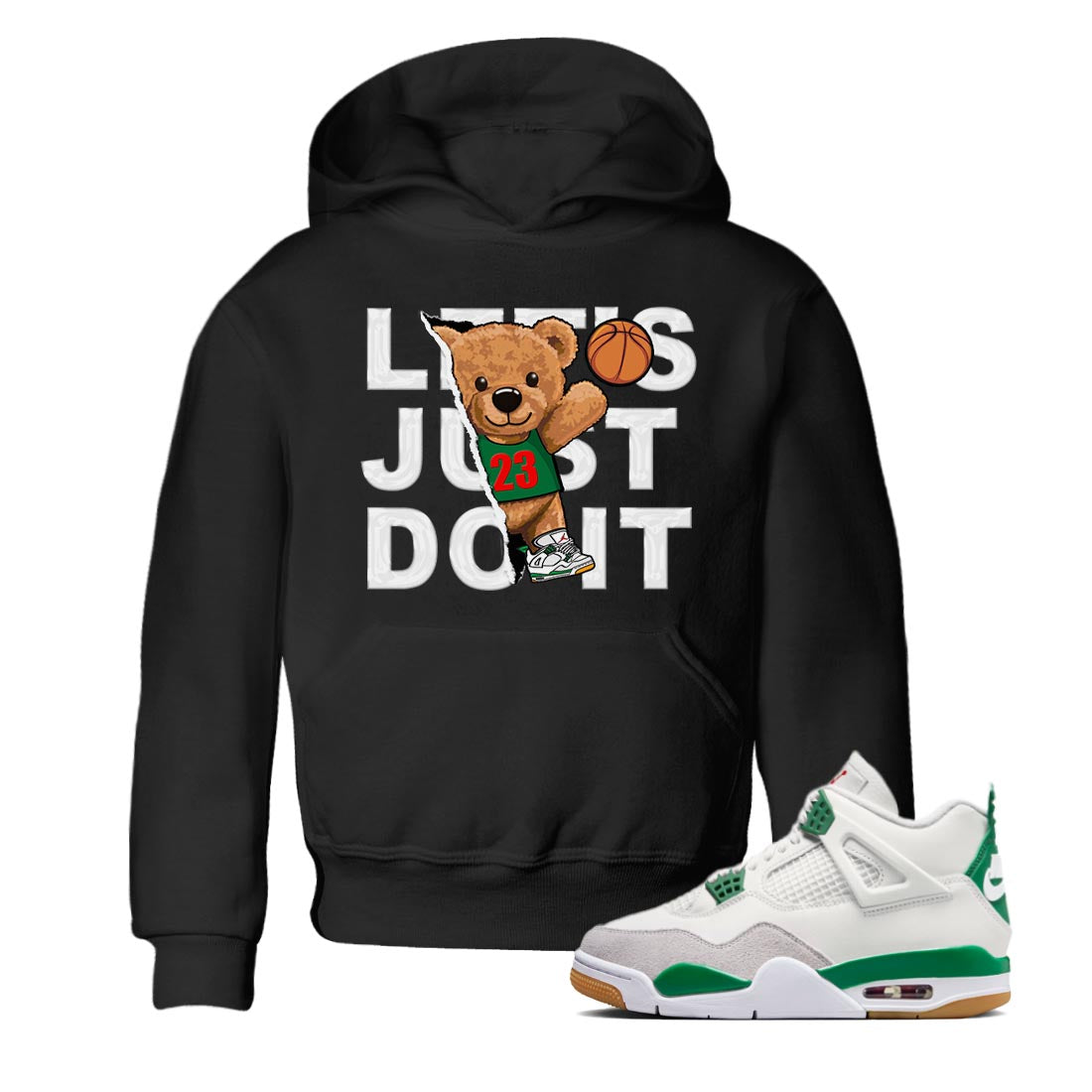 Rip Out Bear Kids Tops - Air Jordan 4 Pine Green SB