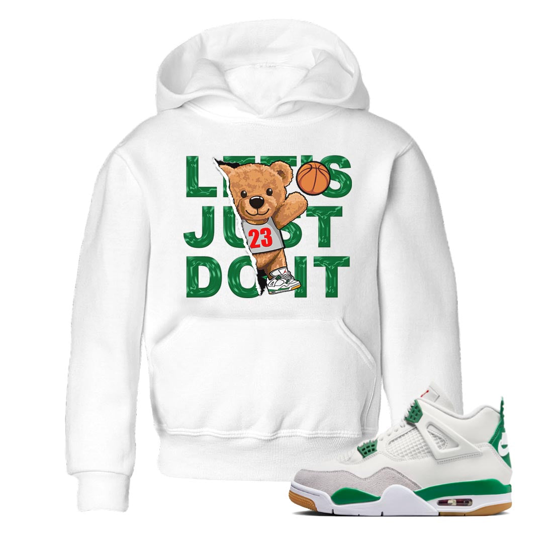 Rip Out Bear Kids Tops - Air Jordan 4 Pine Green SB