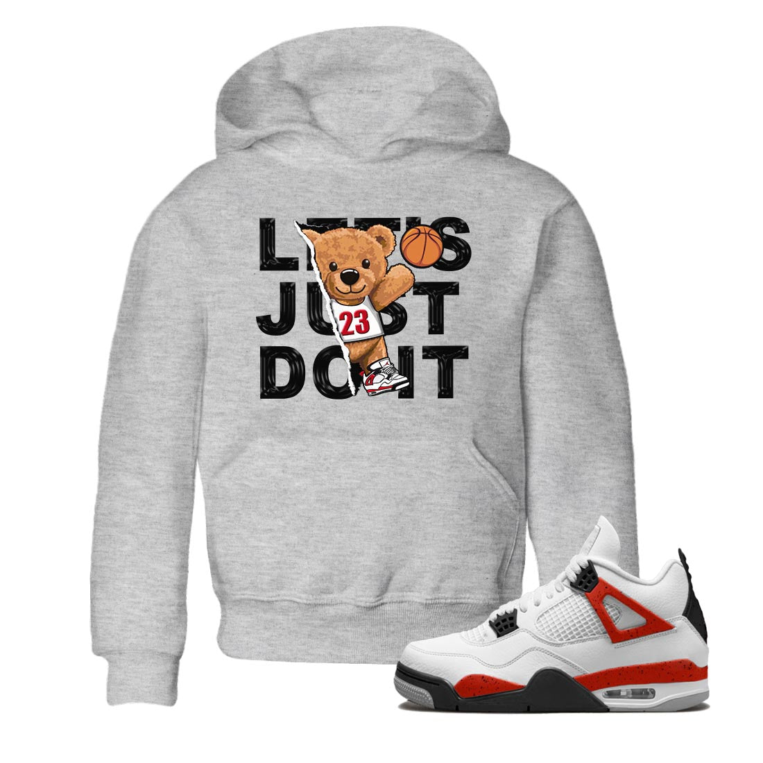 Rip Out Bear snkmatch Tee Kids - Air Jordan 4 Red Cement