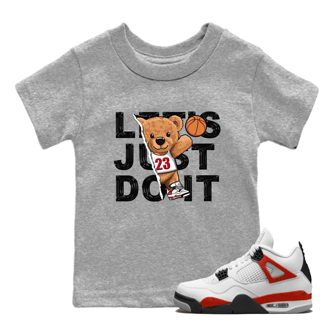 Rip Out Bear snkmatch Tee Kids - Air Jordan 4 Red Cement