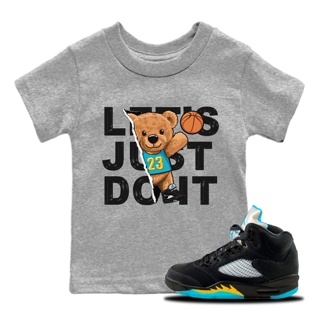 Rip Out Bear Kids Tops - Air Jordan 5 Aqua