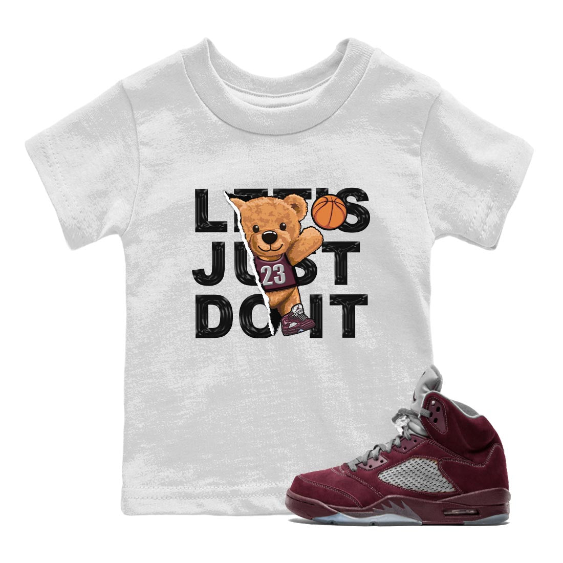 Rip Out Bear snkmatch Tee Kids - Air Jordan 5 Burgundy