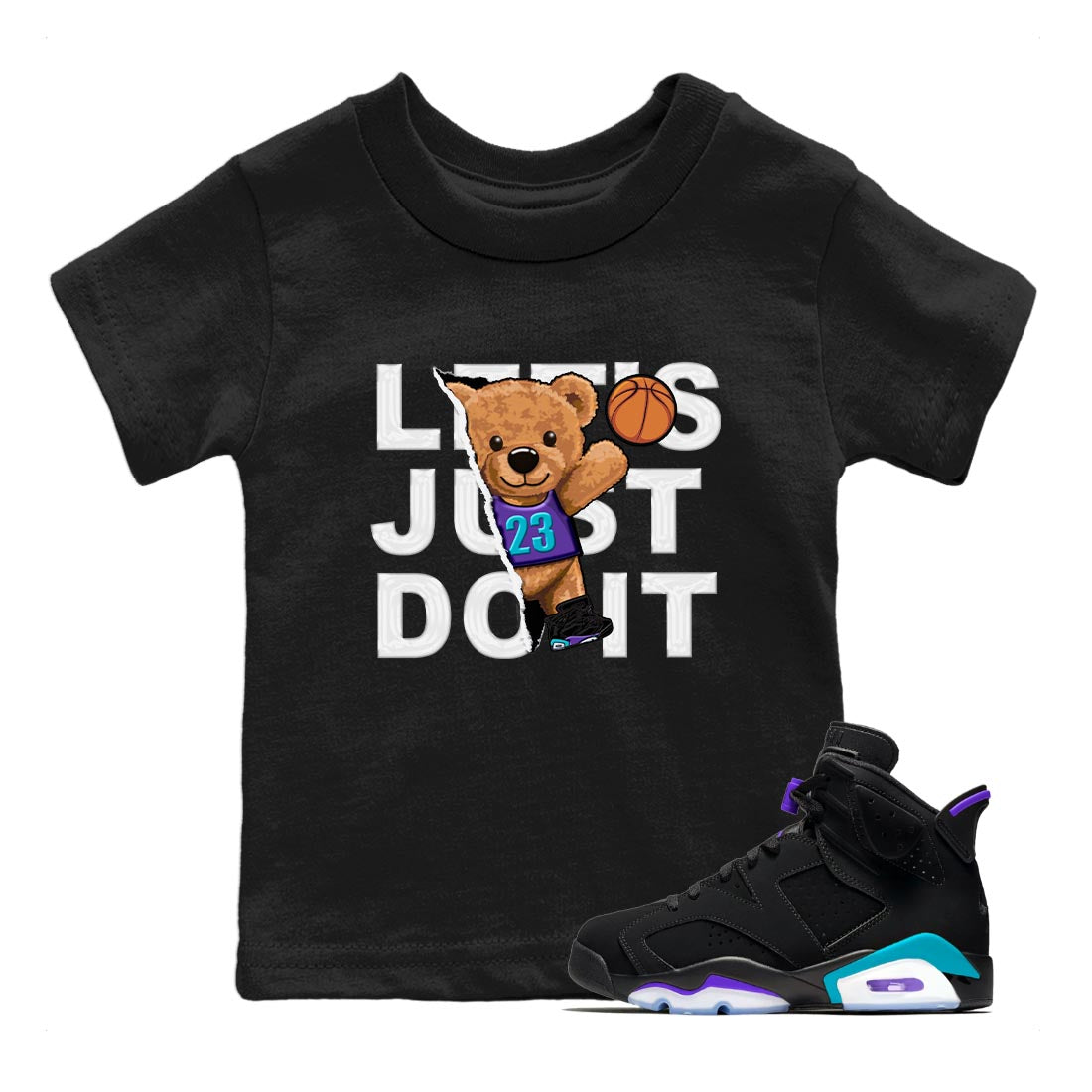 Rip Out Bear snkmatch Tee Kids - Air Jordan 6 Aqua