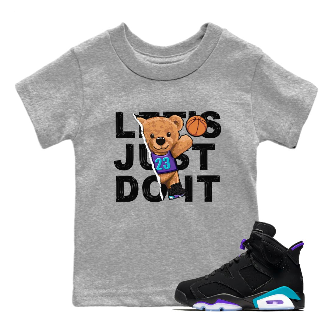 Rip Out Bear snkmatch Tee Kids - Air Jordan 6 Aqua