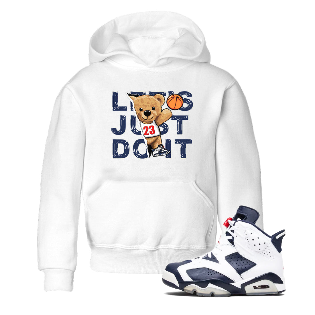 Rip Out Bear snkmatch Tees Kids - Air Jordan 6 White And Midnight Navy