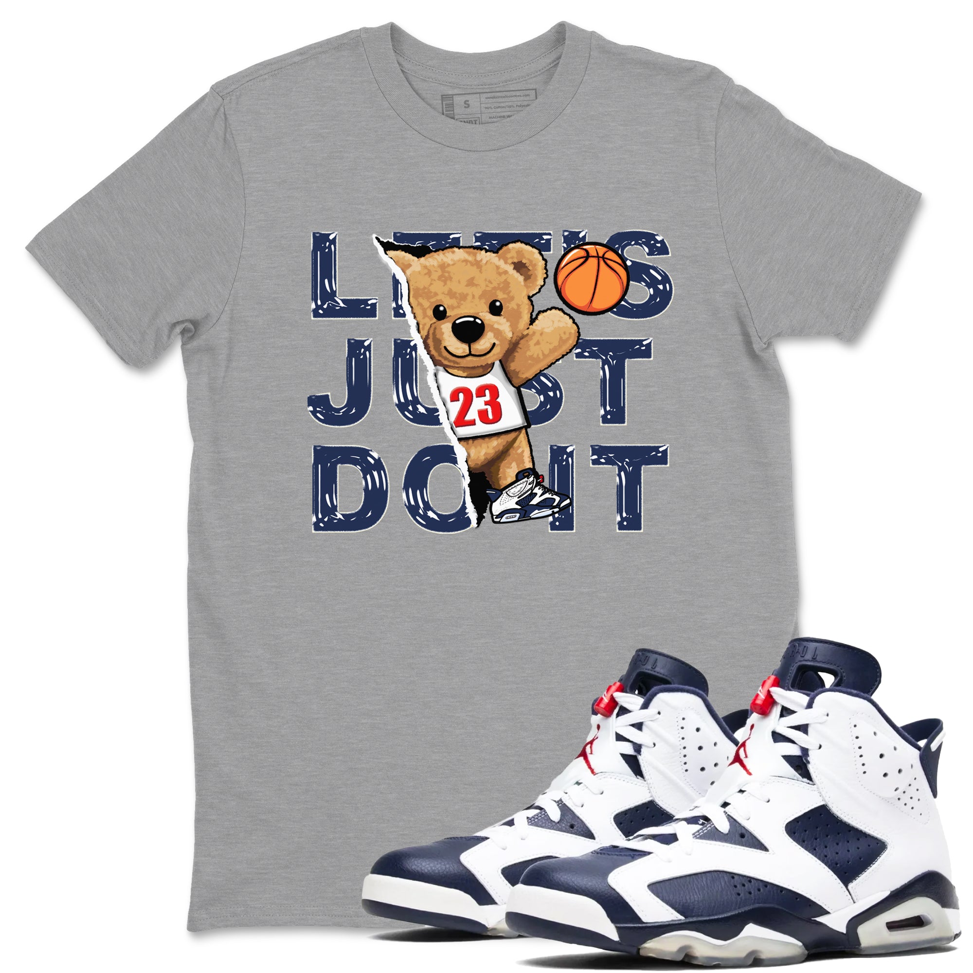 Rip Out Bear snkmatch Tees - Air Jordan 6 White And Midnight Navy