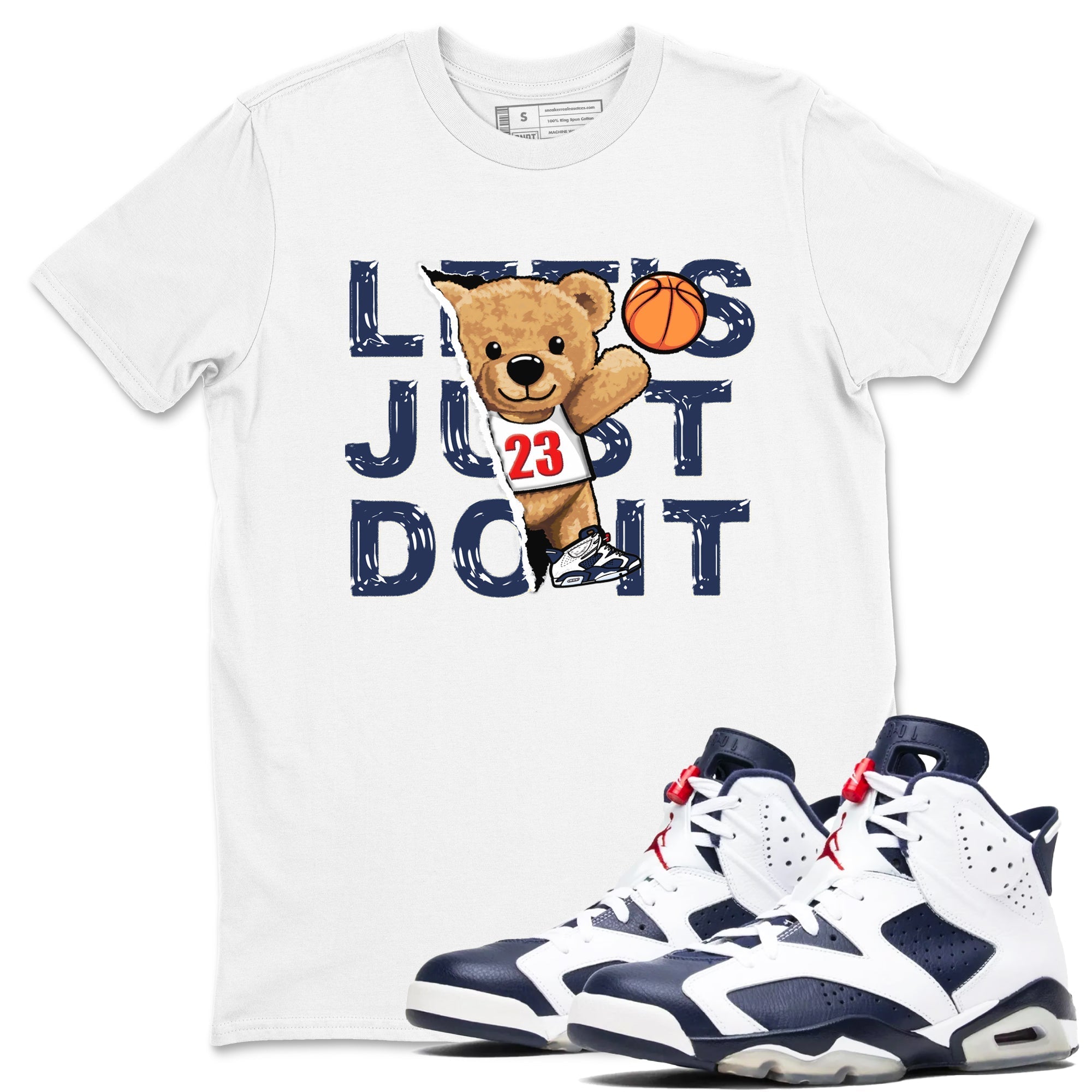 Rip Out Bear snkmatch Tees - Air Jordan 6 White And Midnight Navy