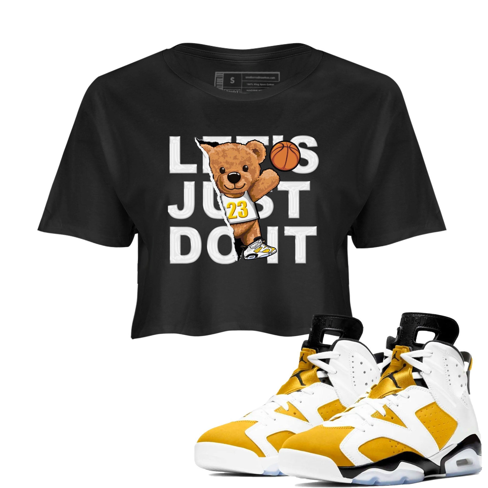 Rip Out Bear snkmatch Tees Crop Top - Air Jordan 6 Yellow Ochre