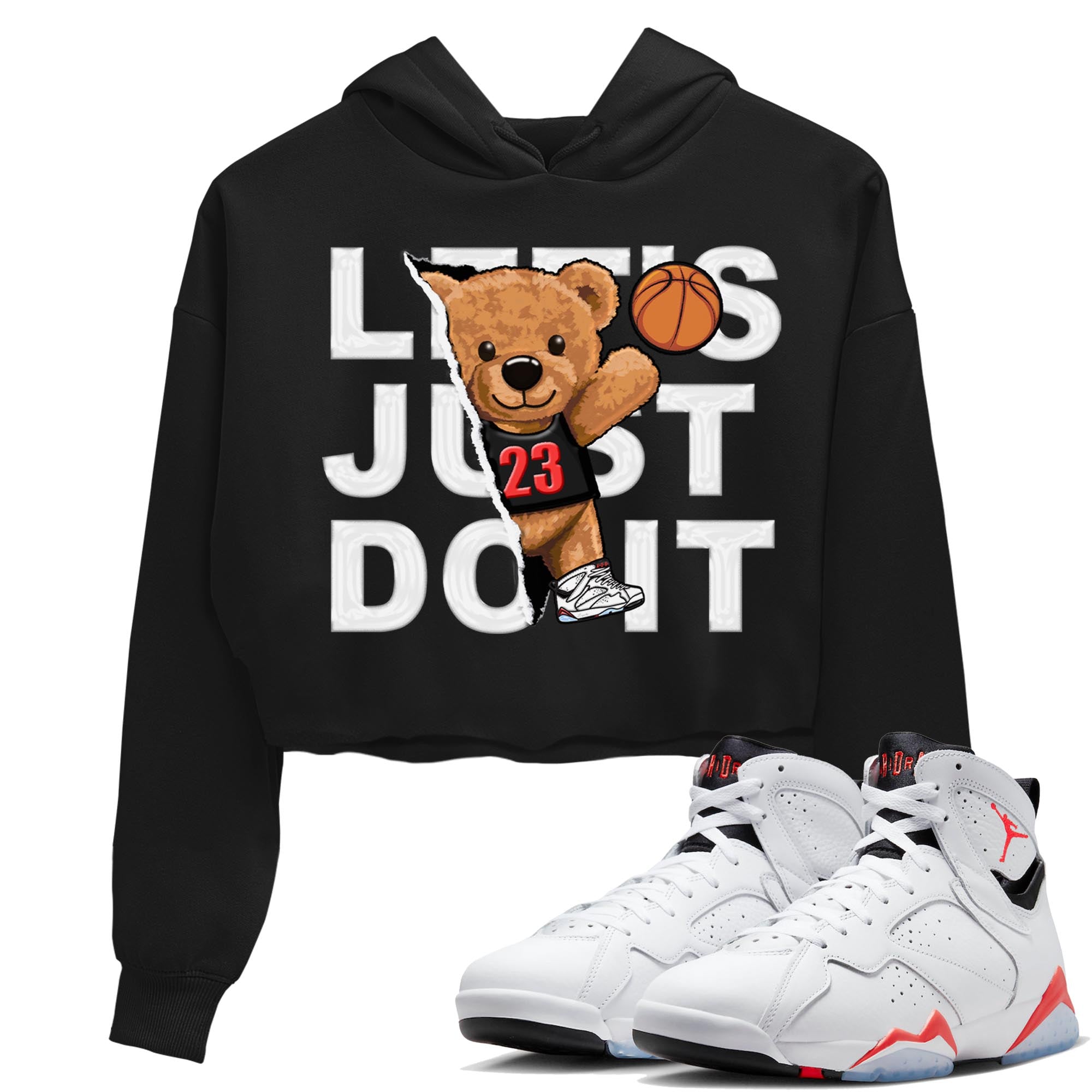 Rip Out Bear snkmatch Women's Top - Air Jordan 7 White Infrared