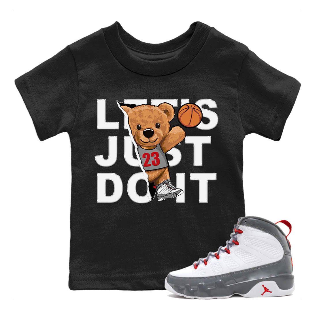 Rip Out Bear Kids Tops - Air Jordan 9 Fire Red