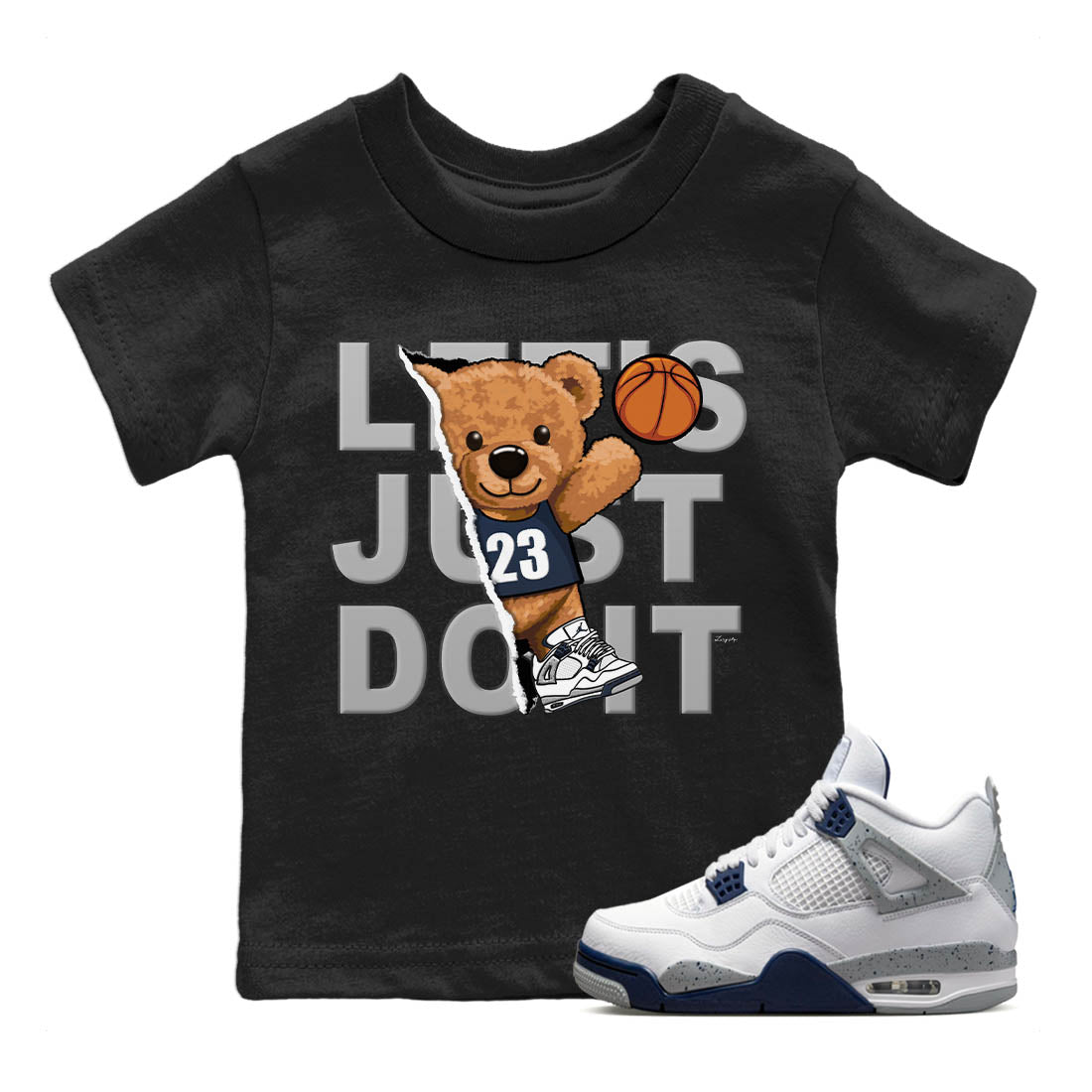 Rip Out Bear Kids Tops - Air Jordan 4 Midnight Navy