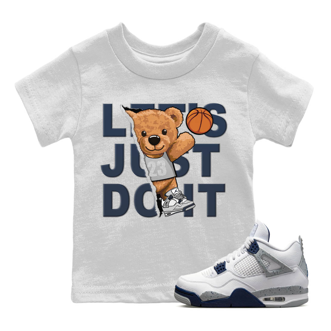 Rip Out Bear Kids Tops - Air Jordan 4 Midnight Navy