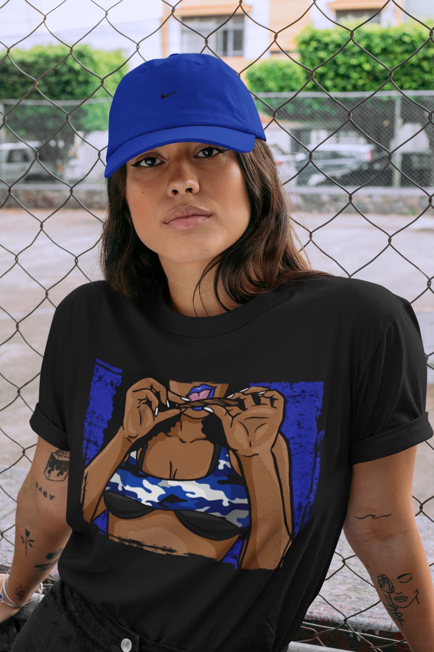 Roll Up Unisex Tops - Air Jordan 1 Royal Black