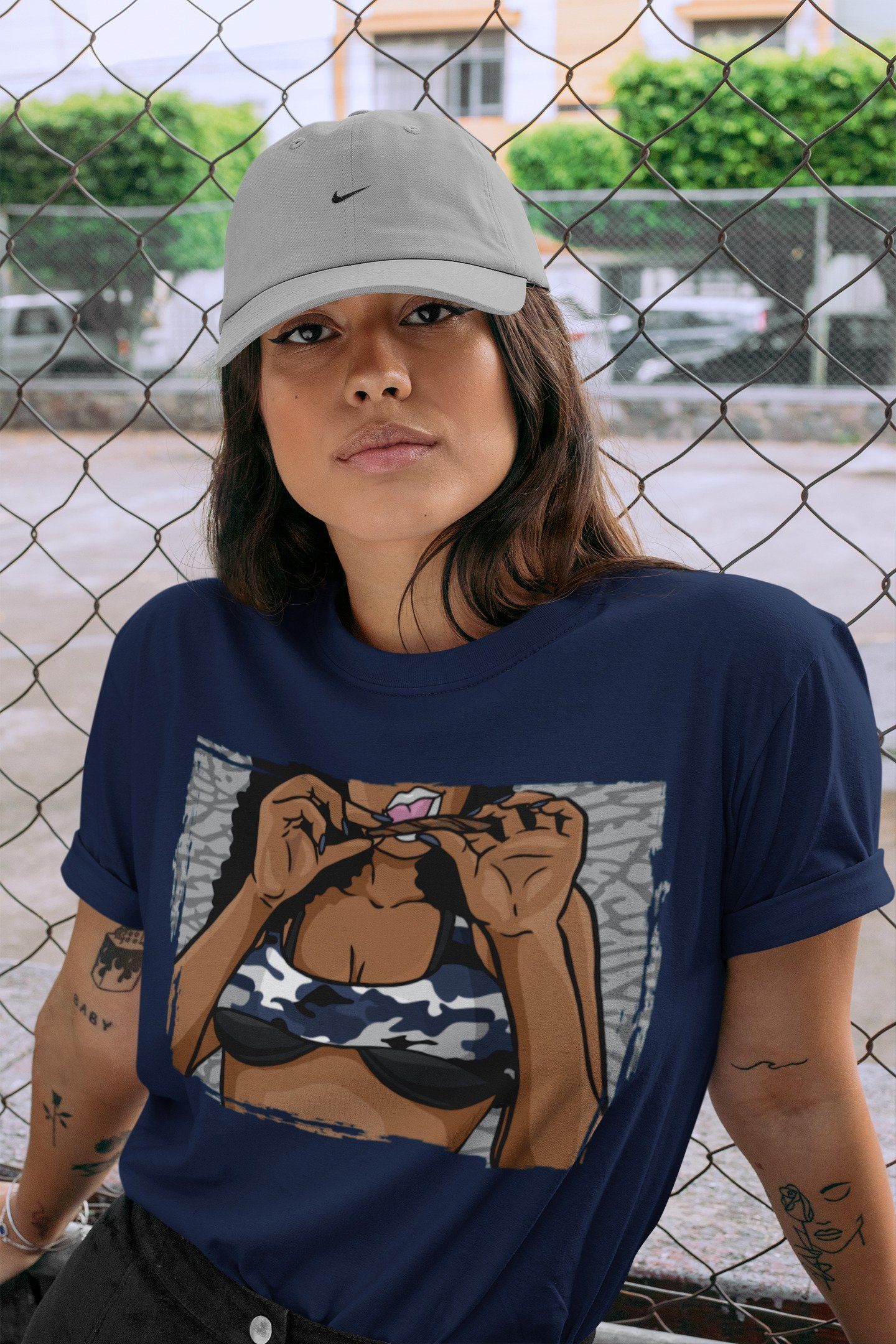 Roll Up Unisex Tops - Air Jordan 3 Midnight Navy