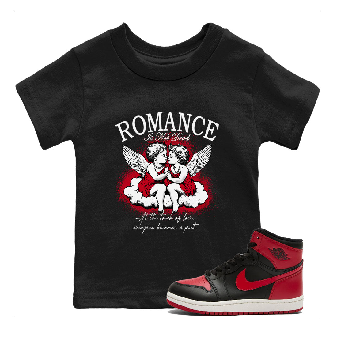 Romance Is Not Dead snkmatch Tees Kids - Air Jordan 1 '85 Bred