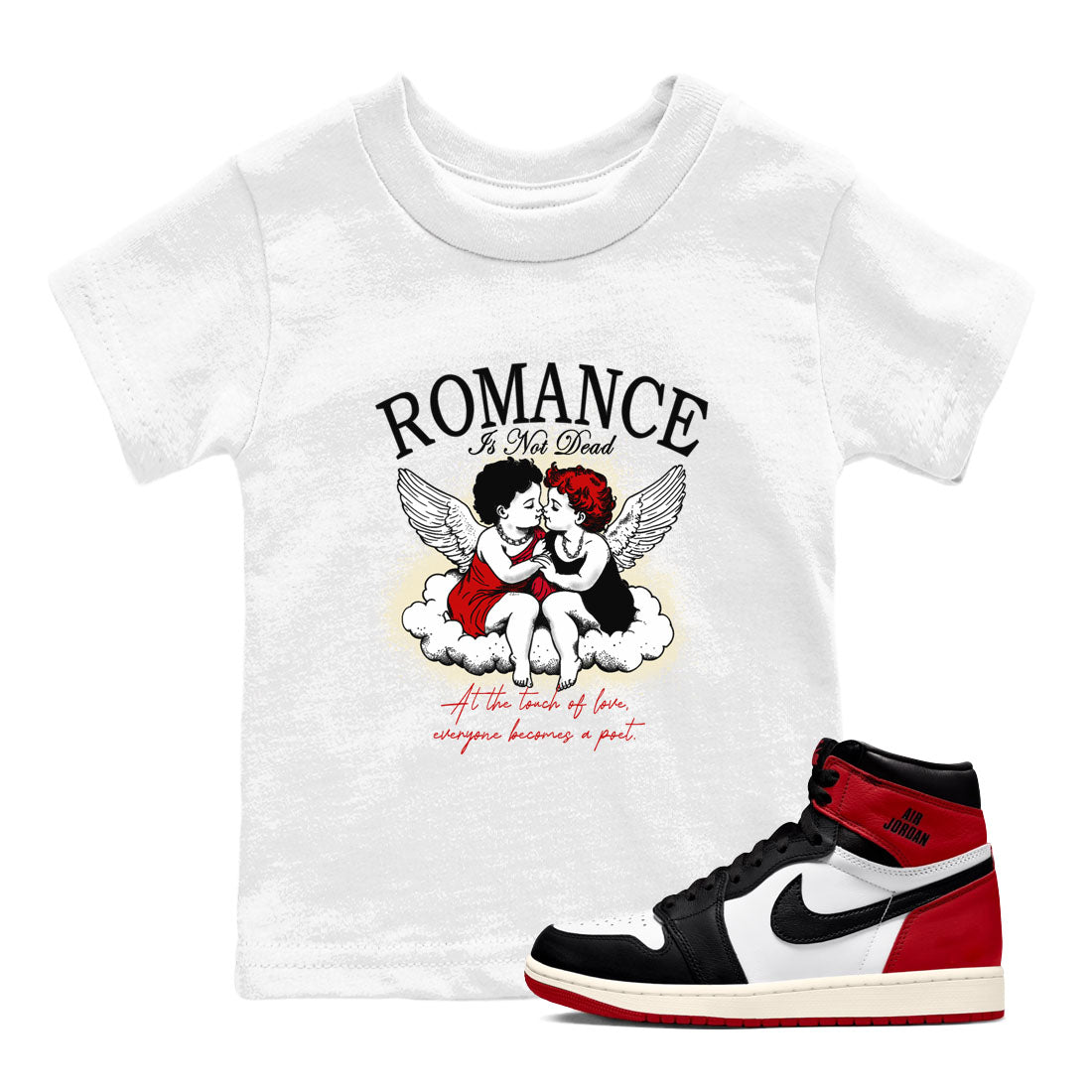 Romance Is Not Dead snkmatch Tees Kids - Air Jordan 1 Black Toe Reimagined
