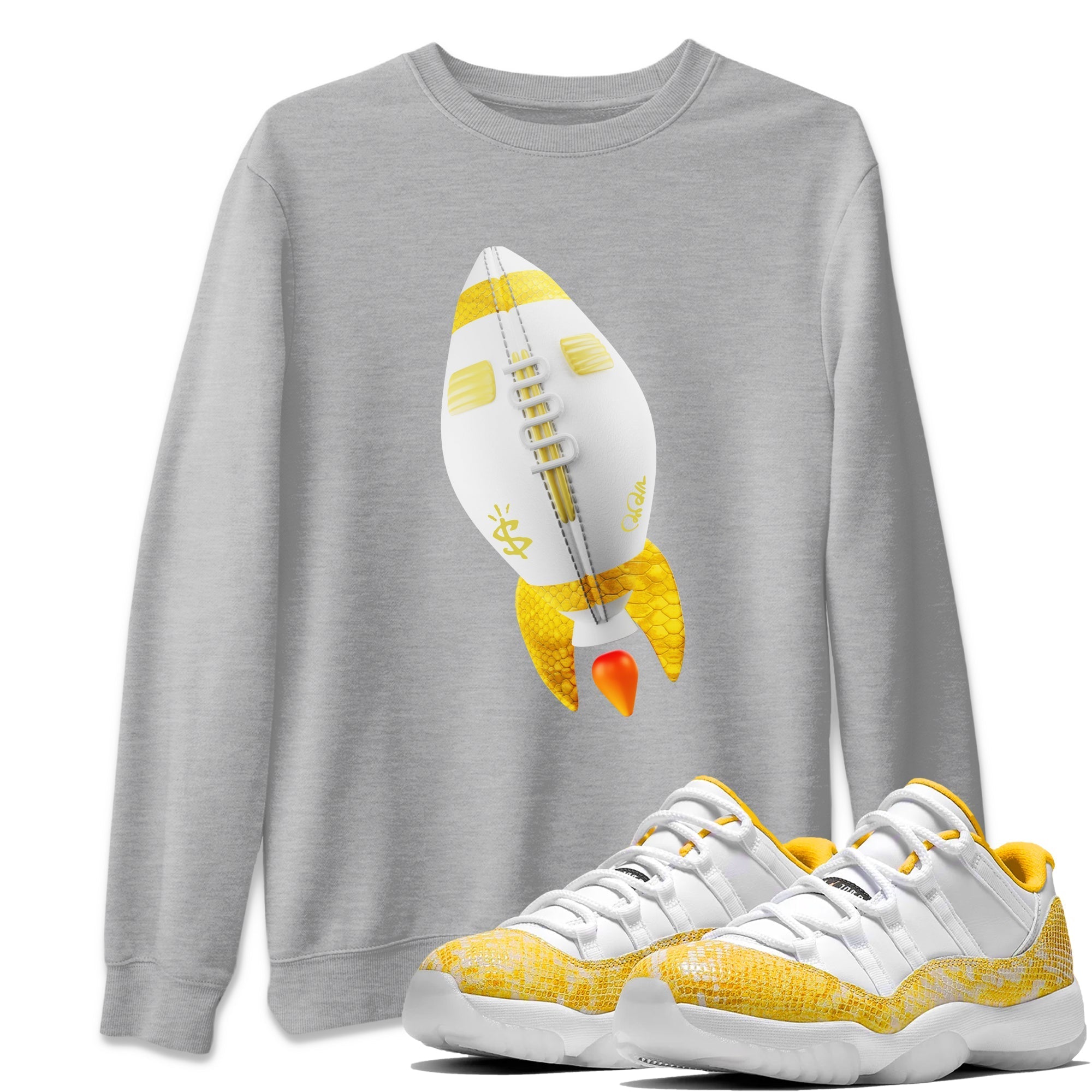 Rugby Rocket Unisex Tops - Air Jordan 11 Yellow Python