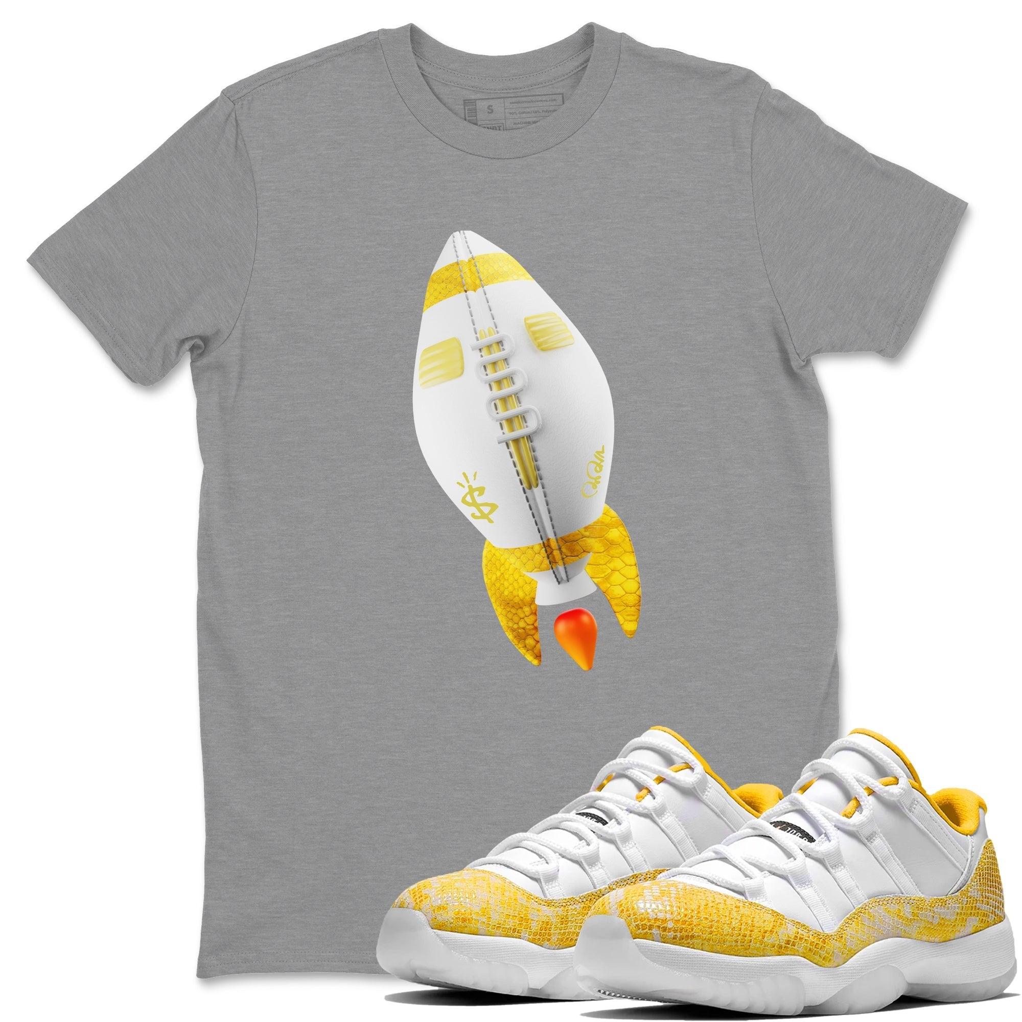Rugby Rocket Unisex Tops - Air Jordan 11 Yellow Python