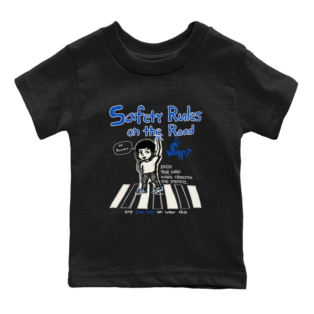 Safety Rules On The Road snkmatch Tees Kids - Air Jordan 1 Game Royal