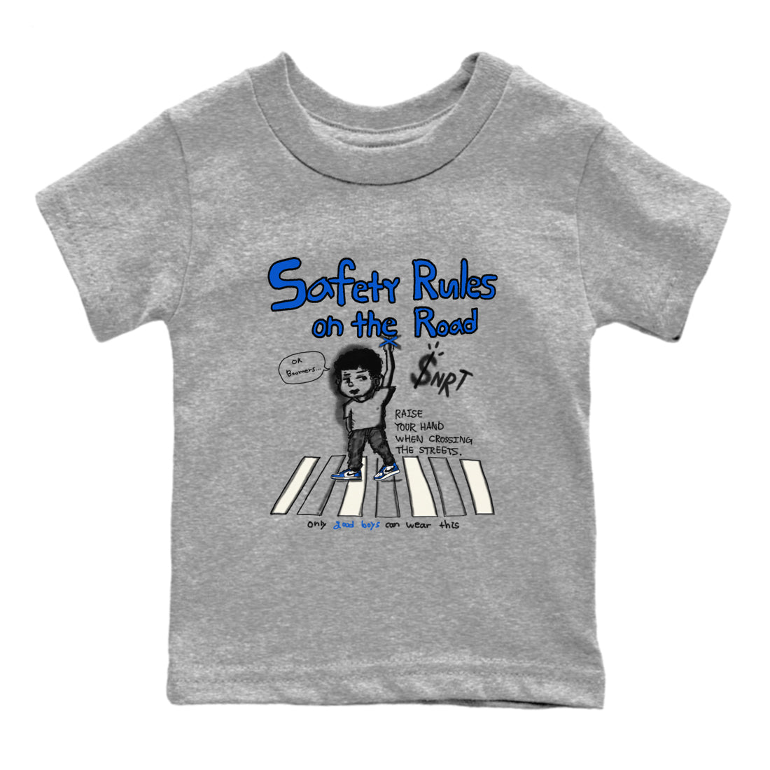 Safety Rules On The Road snkmatch Tees Kids - Air Jordan 1 Game Royal