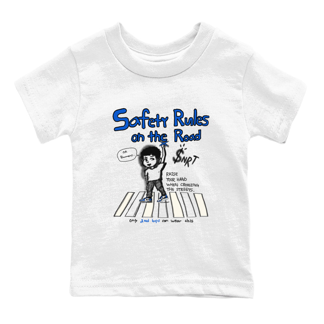 Safety Rules On The Road snkmatch Tees Kids - Air Jordan 1 Game Royal
