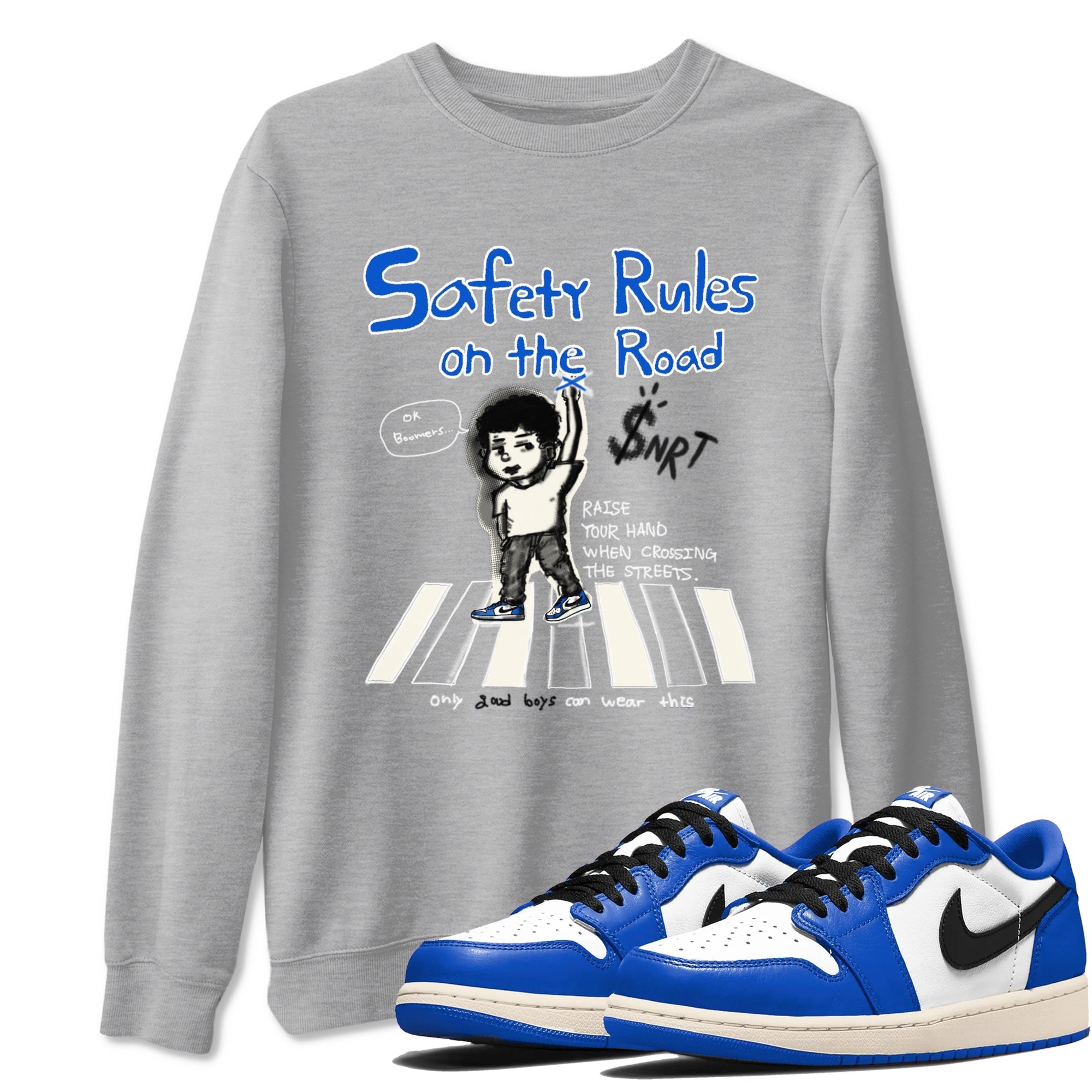 Safety Rules On The Road snkmatch Tees - Air Jordan 1 Game Royal