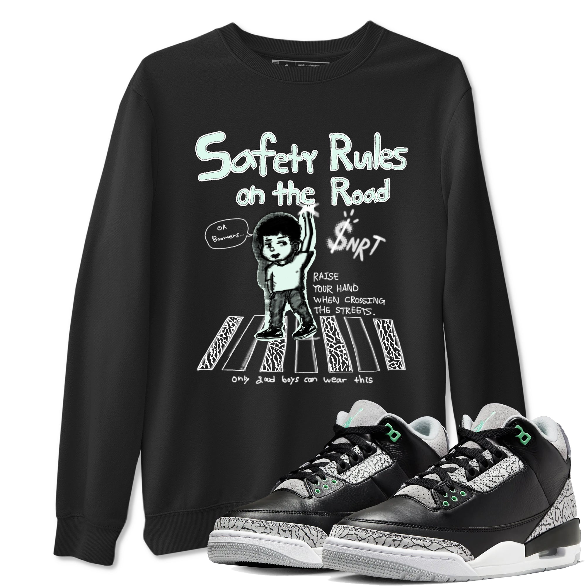 Safety Rules On The Road snkmatch Tees - Air Jordan 3 Green Glow