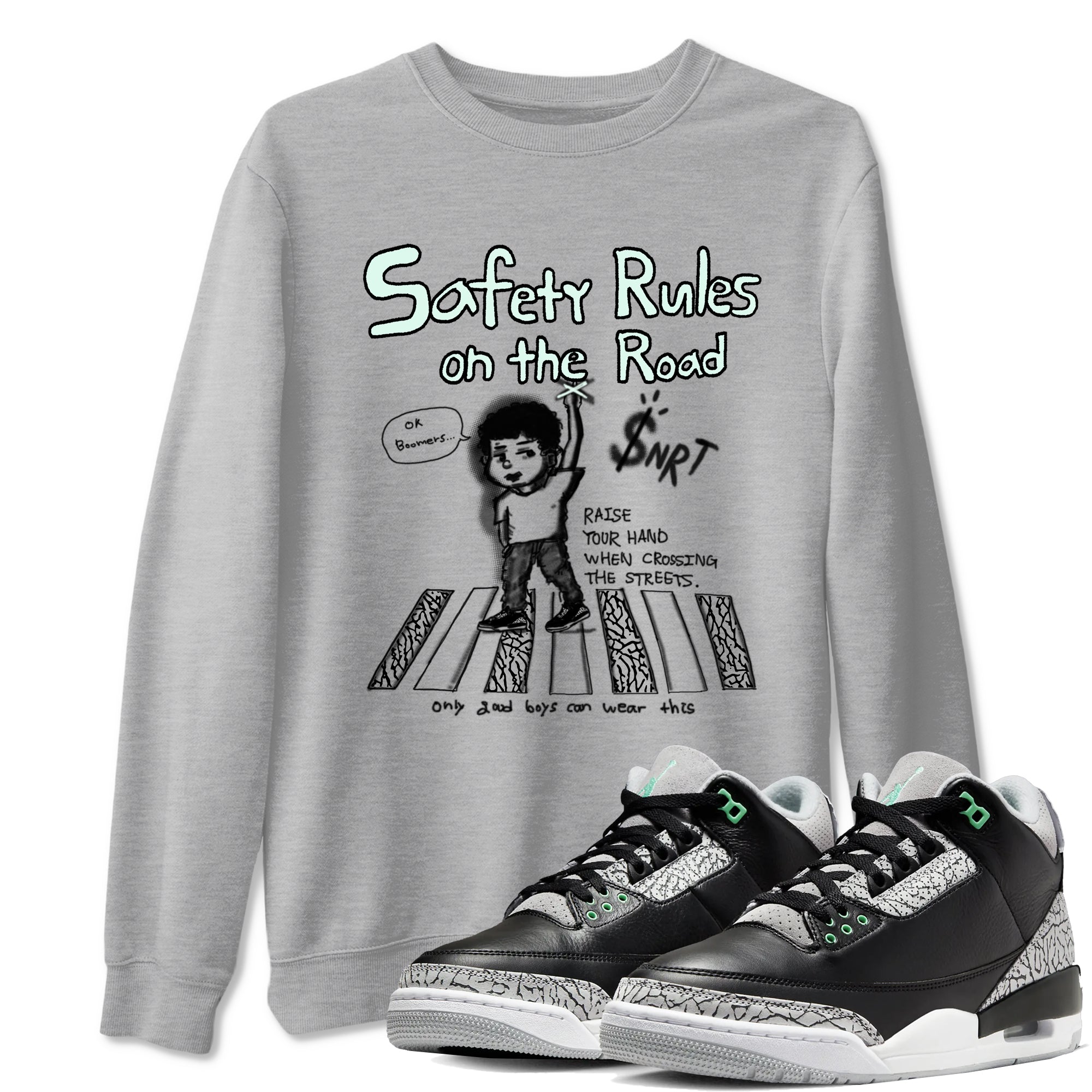 Safety Rules On The Road snkmatch Tees - Air Jordan 3 Green Glow