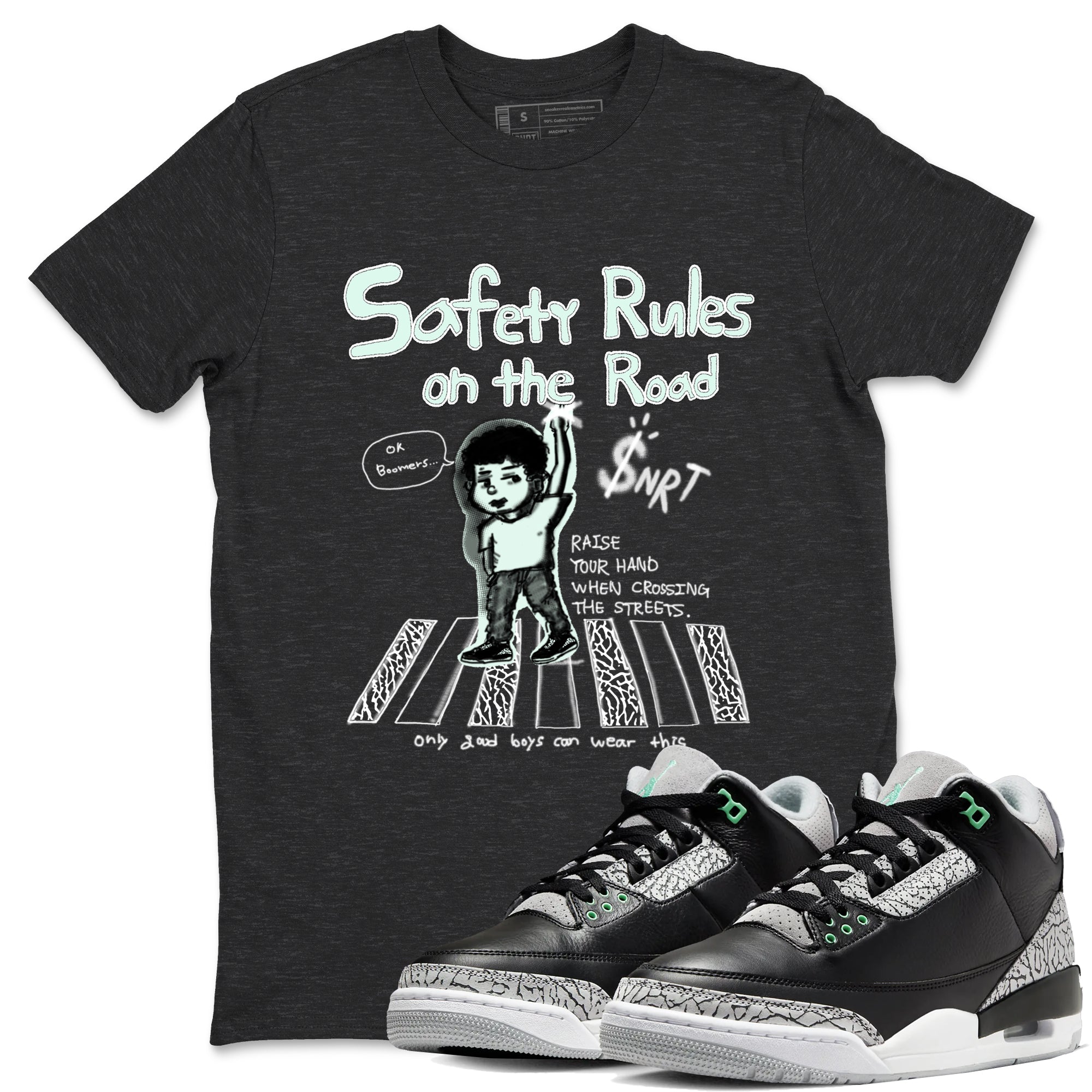 Safety Rules On The Road snkmatch Tees - Air Jordan 3 Green Glow