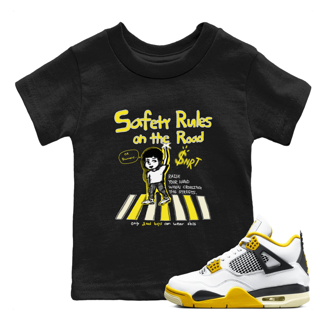 Safety Rules On The Road snkmatch Tees Kids - Air Jordan 4 Vivid Sulfur