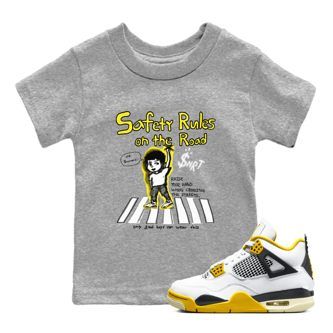 Safety Rules On The Road snkmatch Tees Kids - Air Jordan 4 Vivid Sulfur