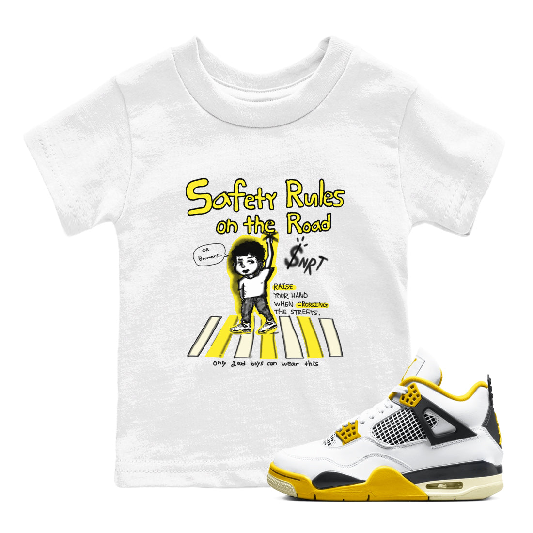 Safety Rules On The Road snkmatch Tees Kids - Air Jordan 4 Vivid Sulfur