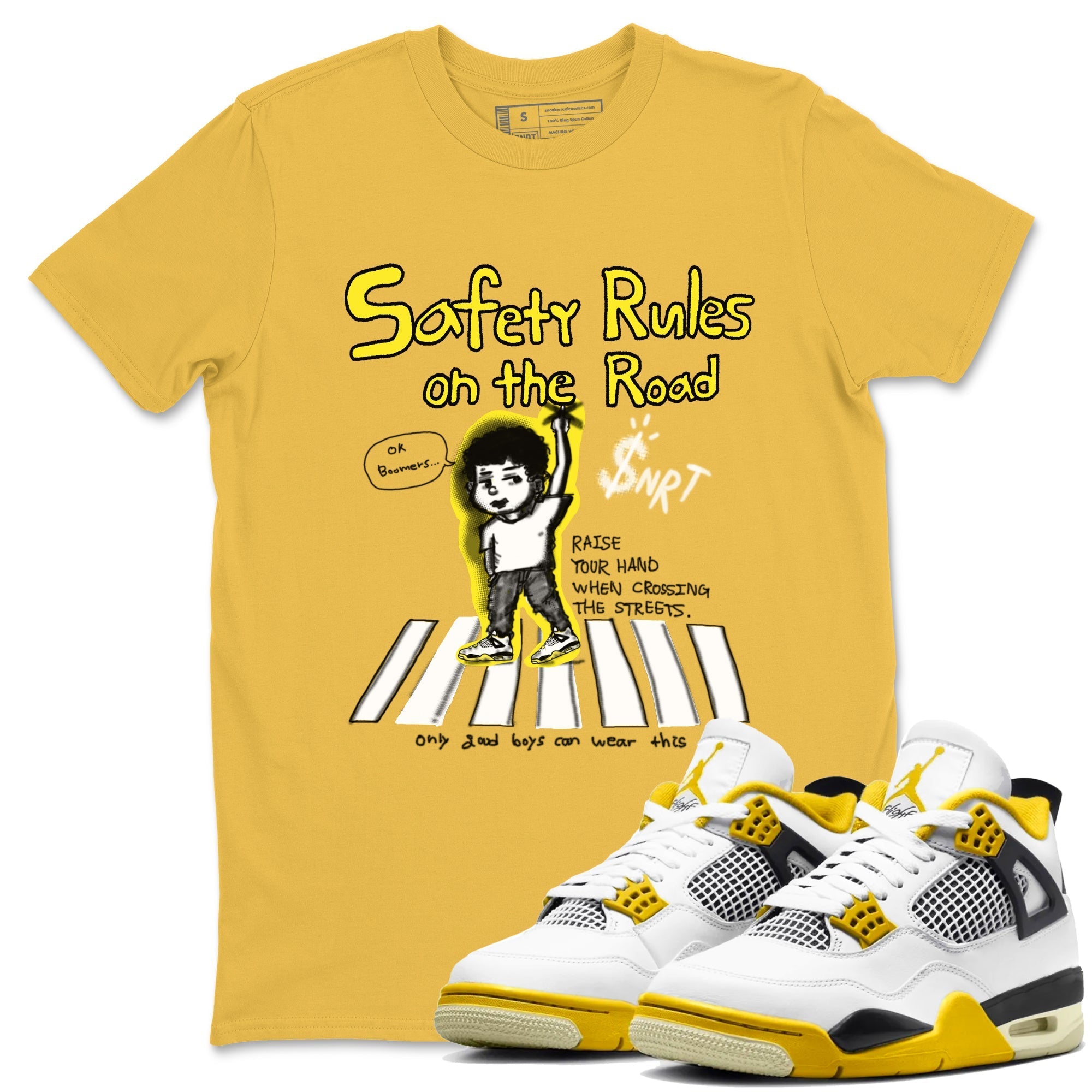 Safety Rules On The Road snkmatch Tees - Air Jordan 4 Vivid Sulfur