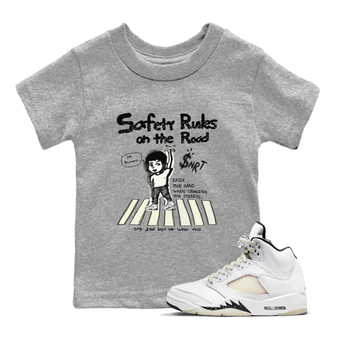 Safety Rules On The Road snkmatch Tees Kids - Air Jordan 5 Sail