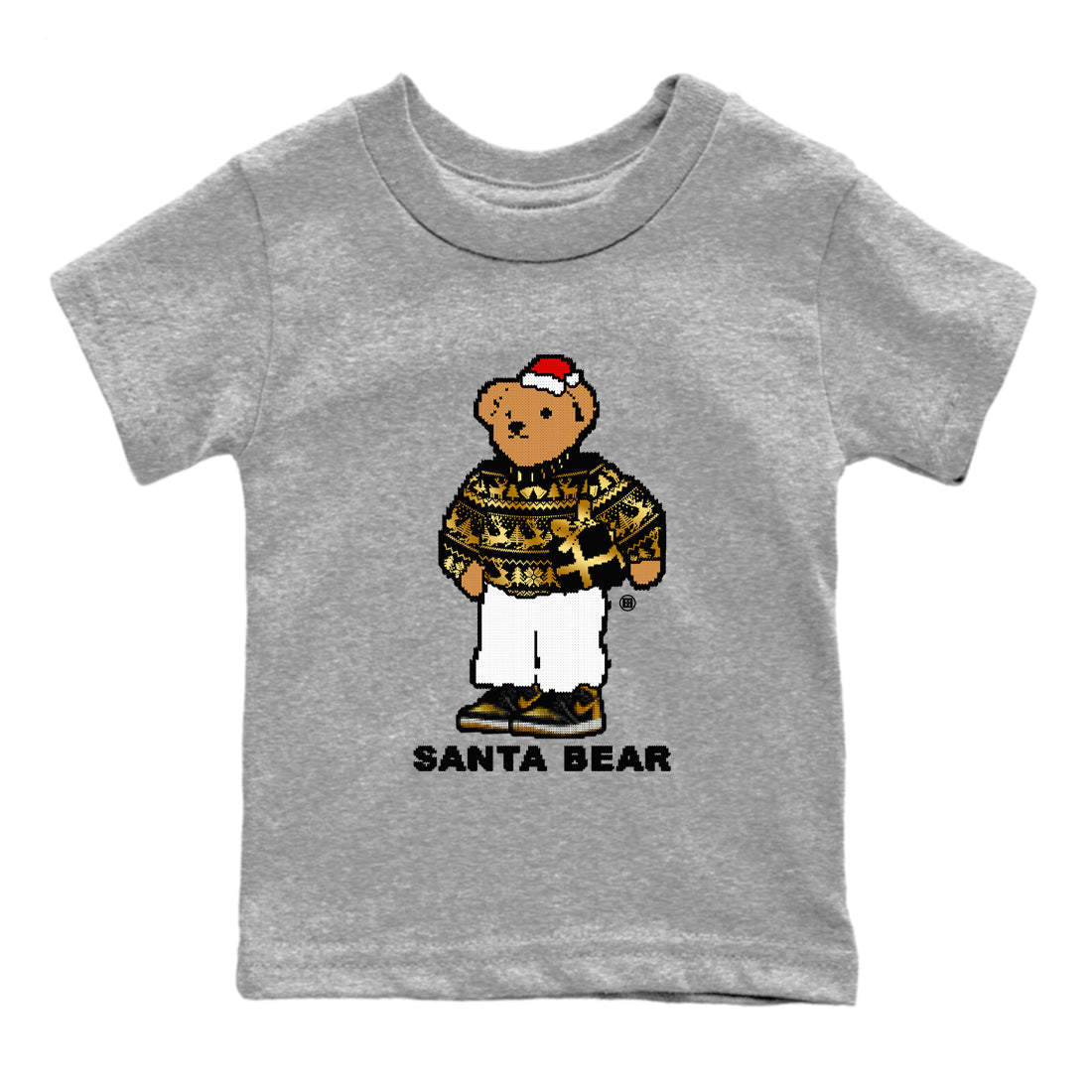 Santa Bear snkmatch Tees Kids - Air Jordan 1 Black Metallic Gold