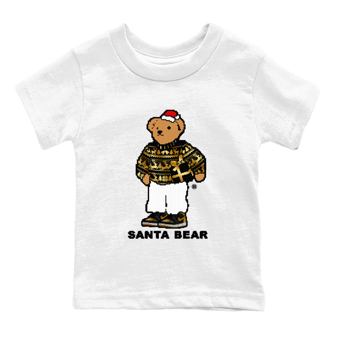 Santa Bear snkmatch Tees Kids - Air Jordan 1 Black Metallic Gold