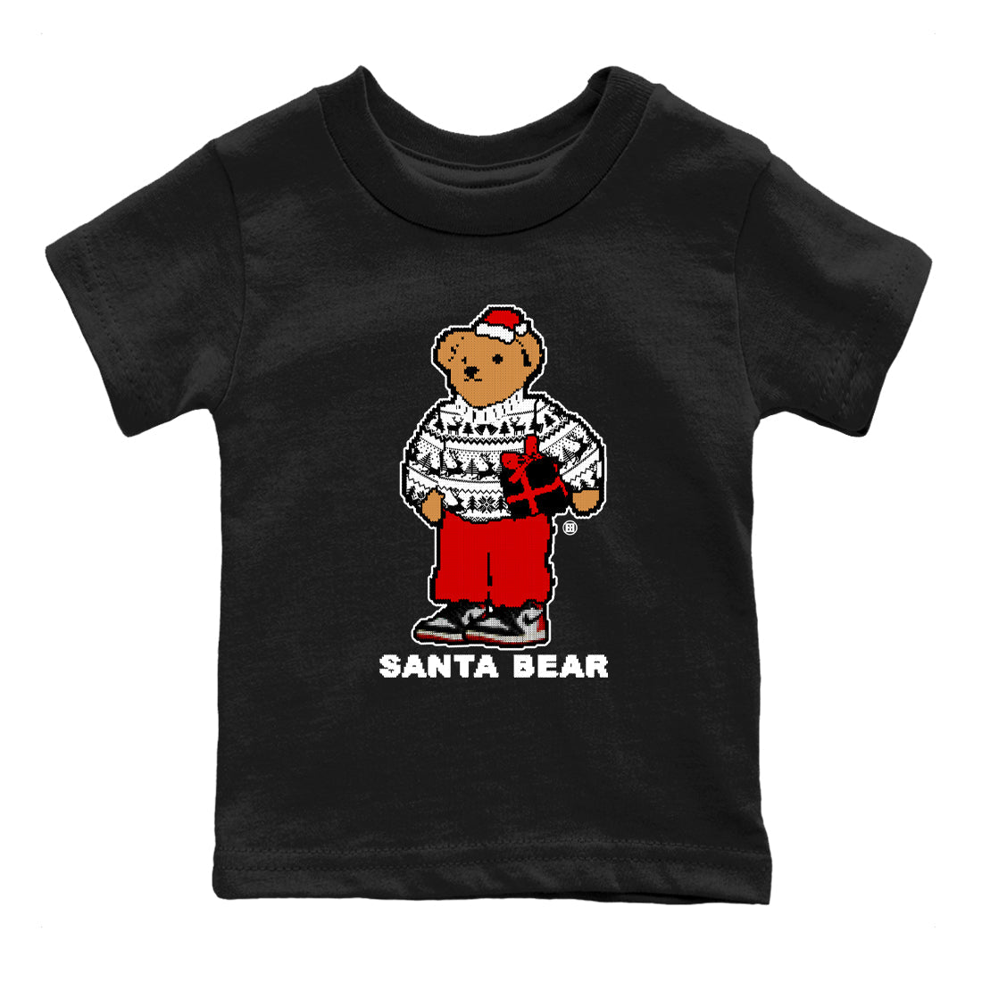 Santa Bear snkmatch Tees Kids - Air Jordan 1 Black Toe Reimagined