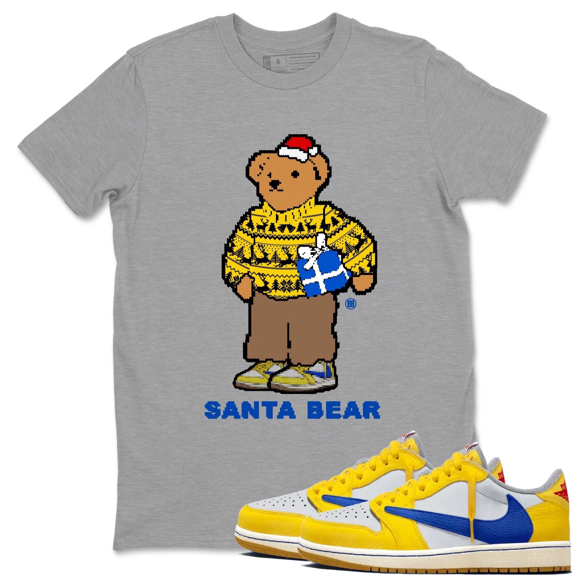 Santa Bear snkmatch Tees - Air Jordan 1 Travis Scott Canary